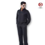 Esmore Premium High Neck Jacket and Beige Trouser (Combo)- Black | Man