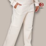 Esmore Premium High Neck Jacket and Trouser (Combo)- Off White | Women - Image 3