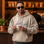 Esmore Oversized Short length Premium Hoodie | Beige - Image 2